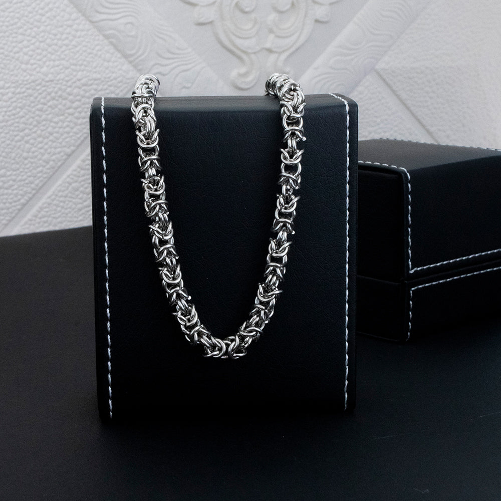 Cadena Trenzada Plateado Hombre