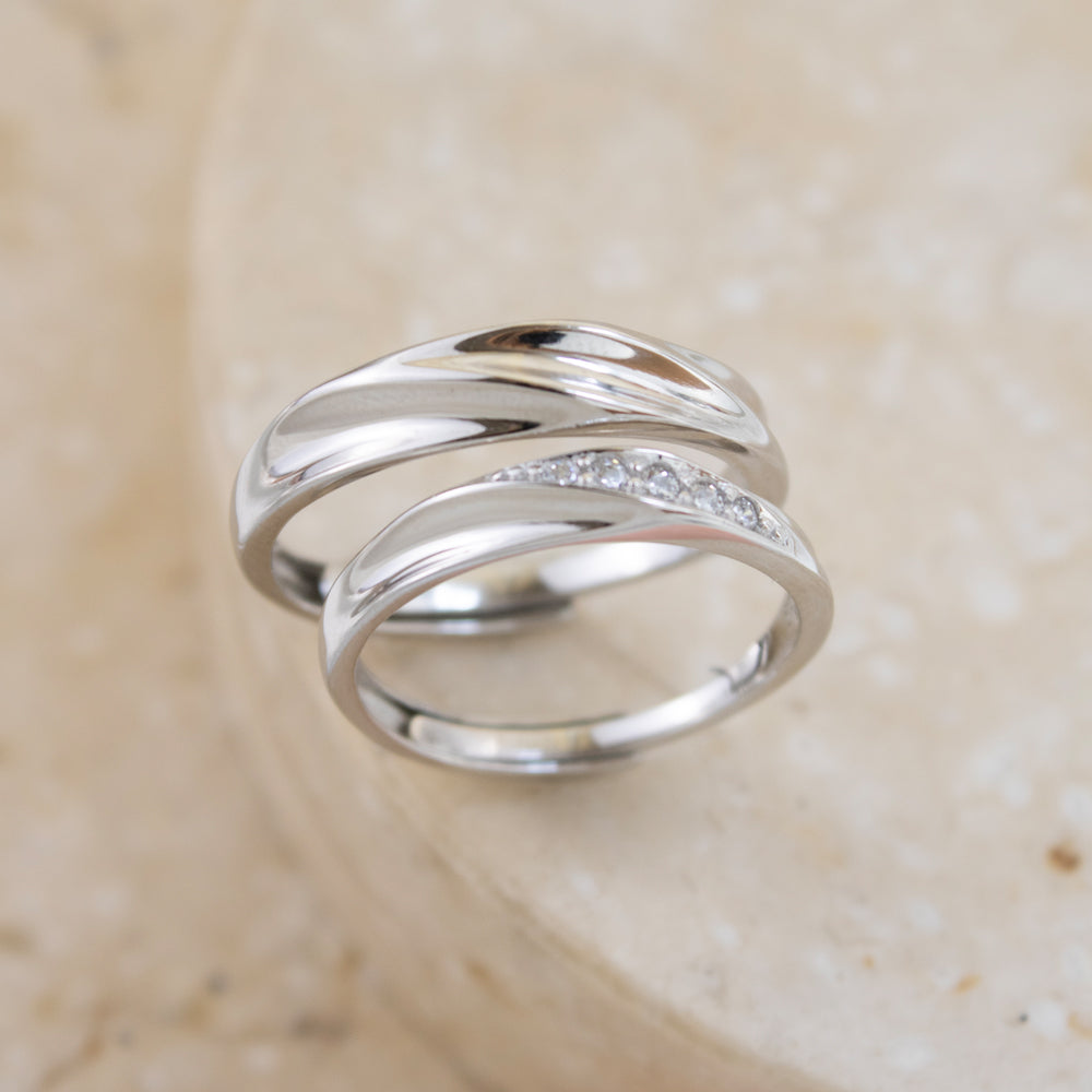 Set Anillos Regulables de Amor Trenzados Plateado Plata