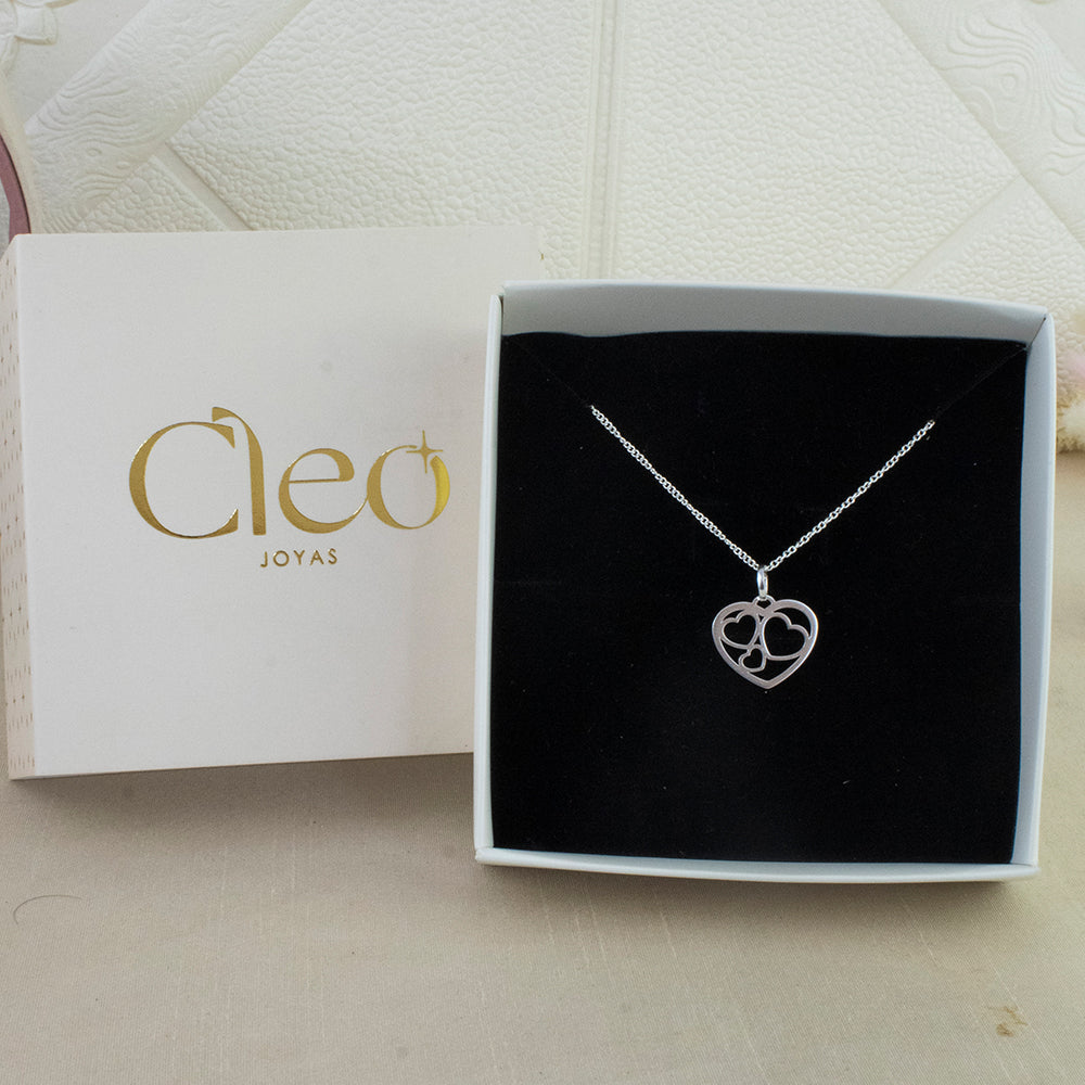 Collar Corazones Calados Plata