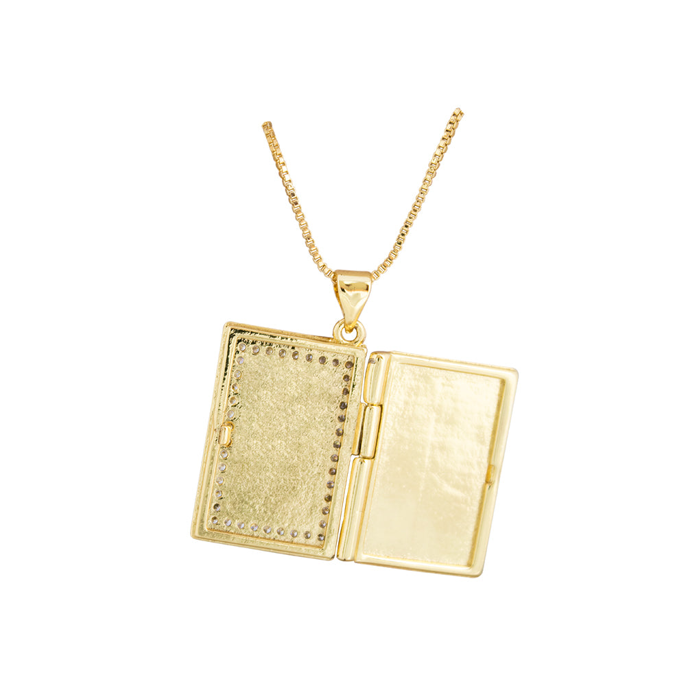 Collar Relicario Virgen Rectangulo Dorado