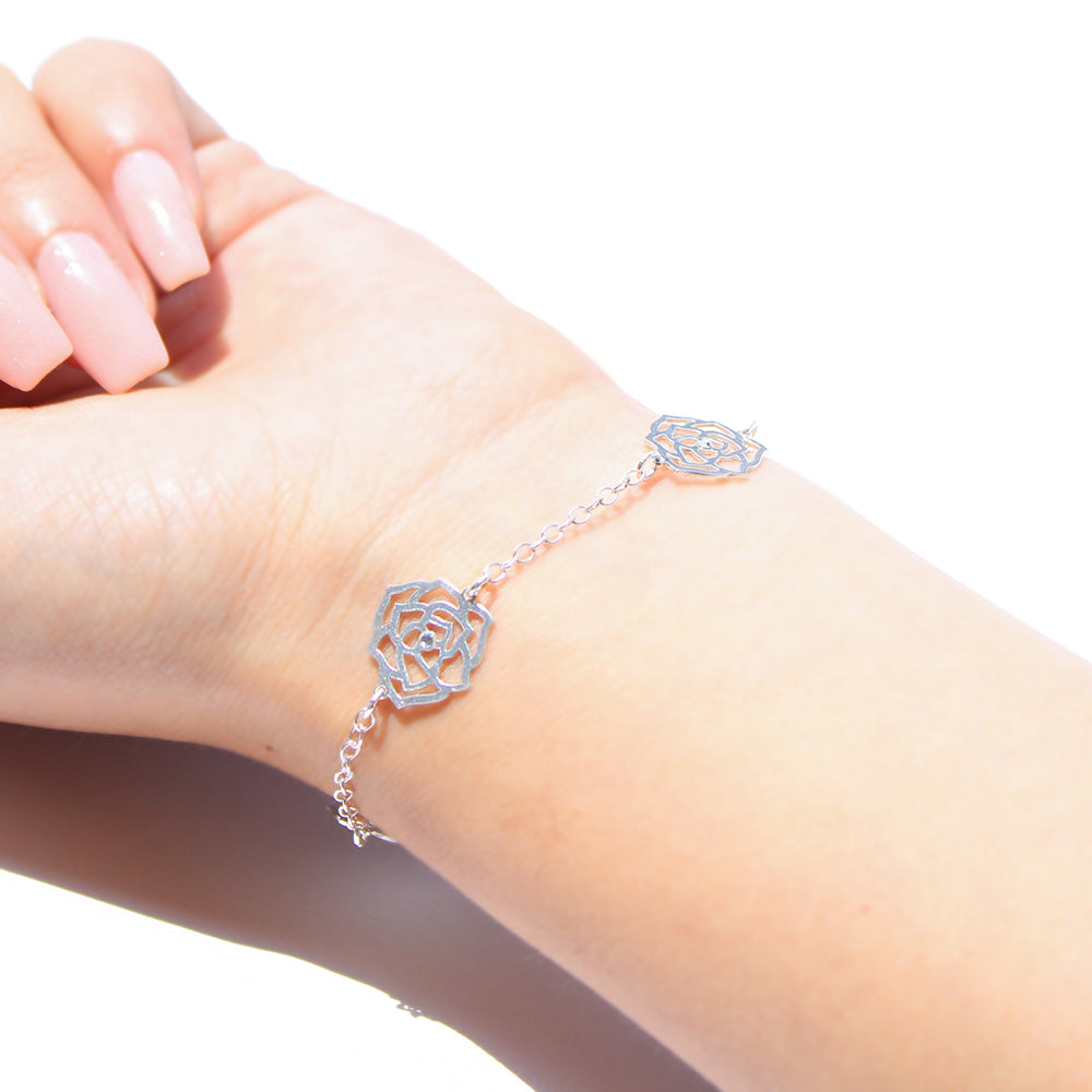 Pulsera Rosas Plateado Plata