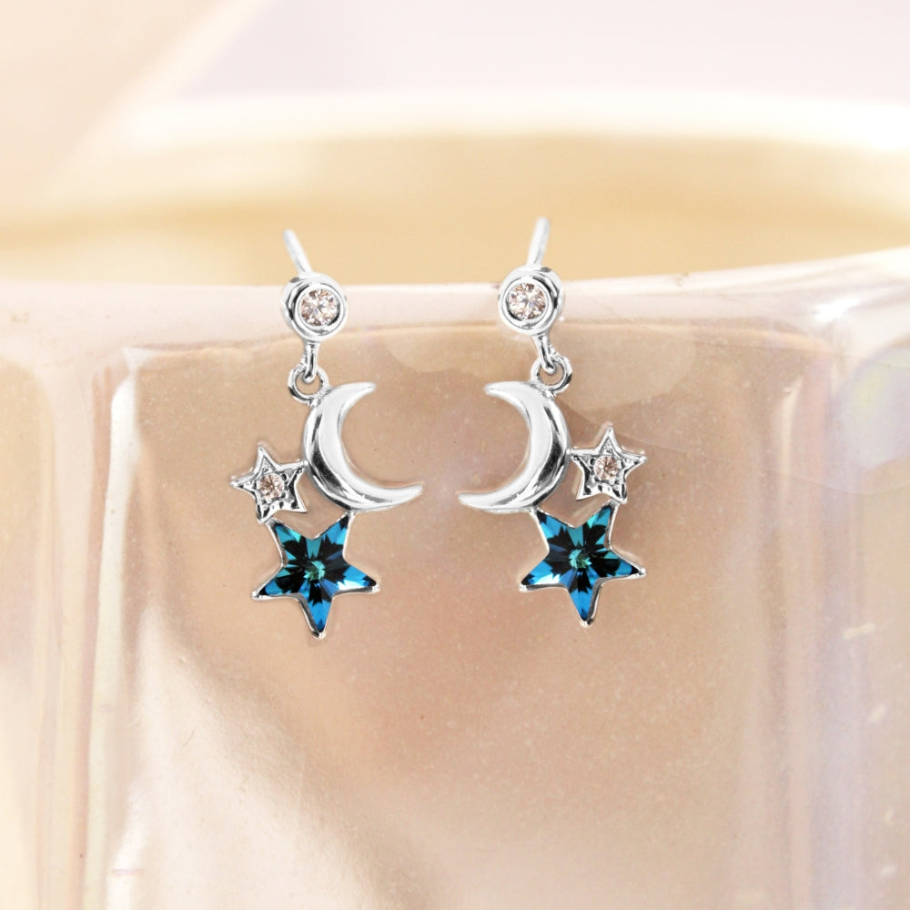 Arete Estrella Azul Night Plata