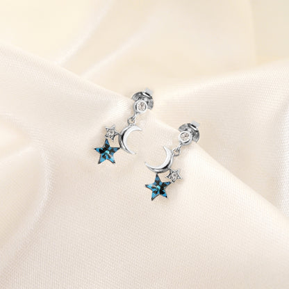 Arete Estrella Azul Night Plata