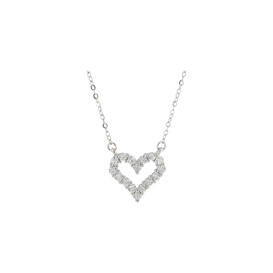 collar de corazon plateado con plata, collar de corazon con piedras, collar plateado de corazon con piedras, collar con dije corazon con piedras