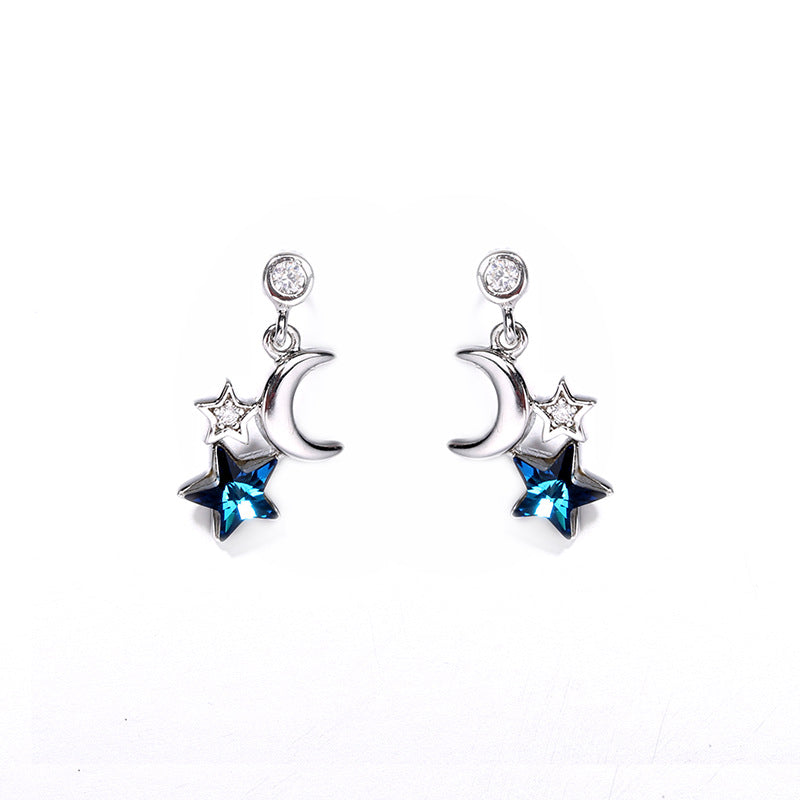 Arete Estrella Azul Night Plata