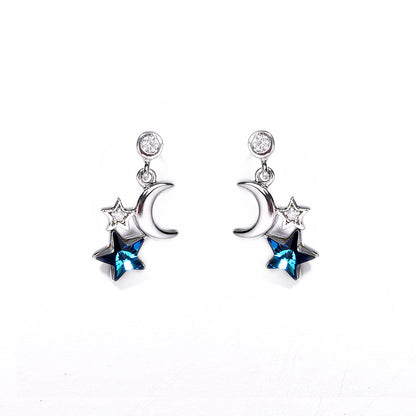 Arete Estrella Azul Night Plata