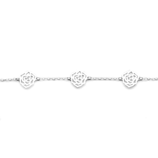 Pulsera Rosas Plateado Plata