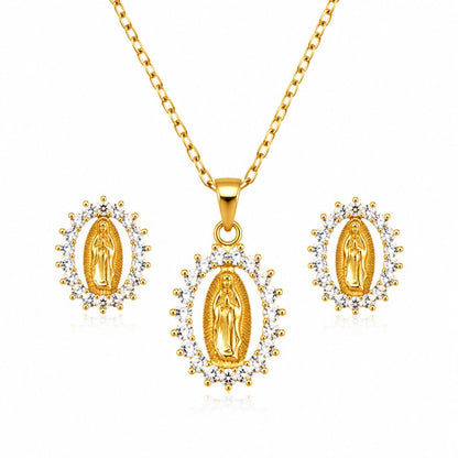 Set Virgen Guadalupe Brillos Acero
