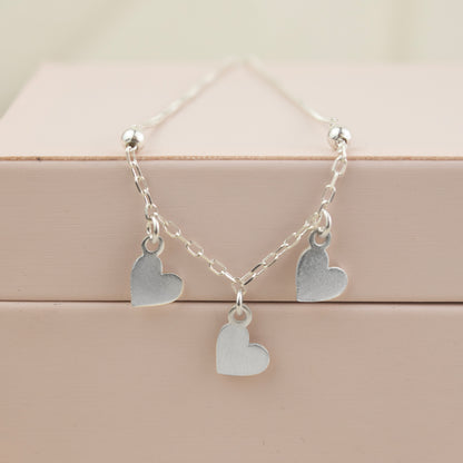 Pulsera 3 Corazones Plata
