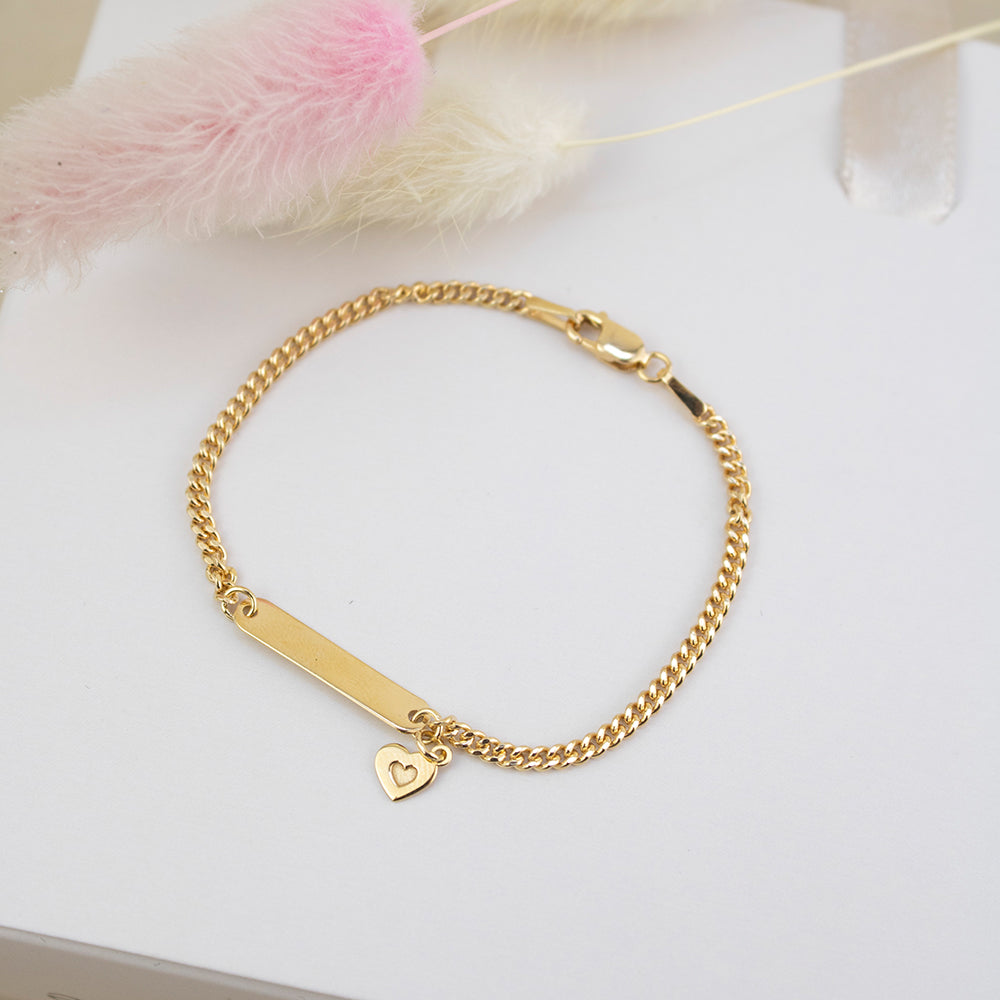 Pulsera para niños Corazones Plata Bañada en Oro