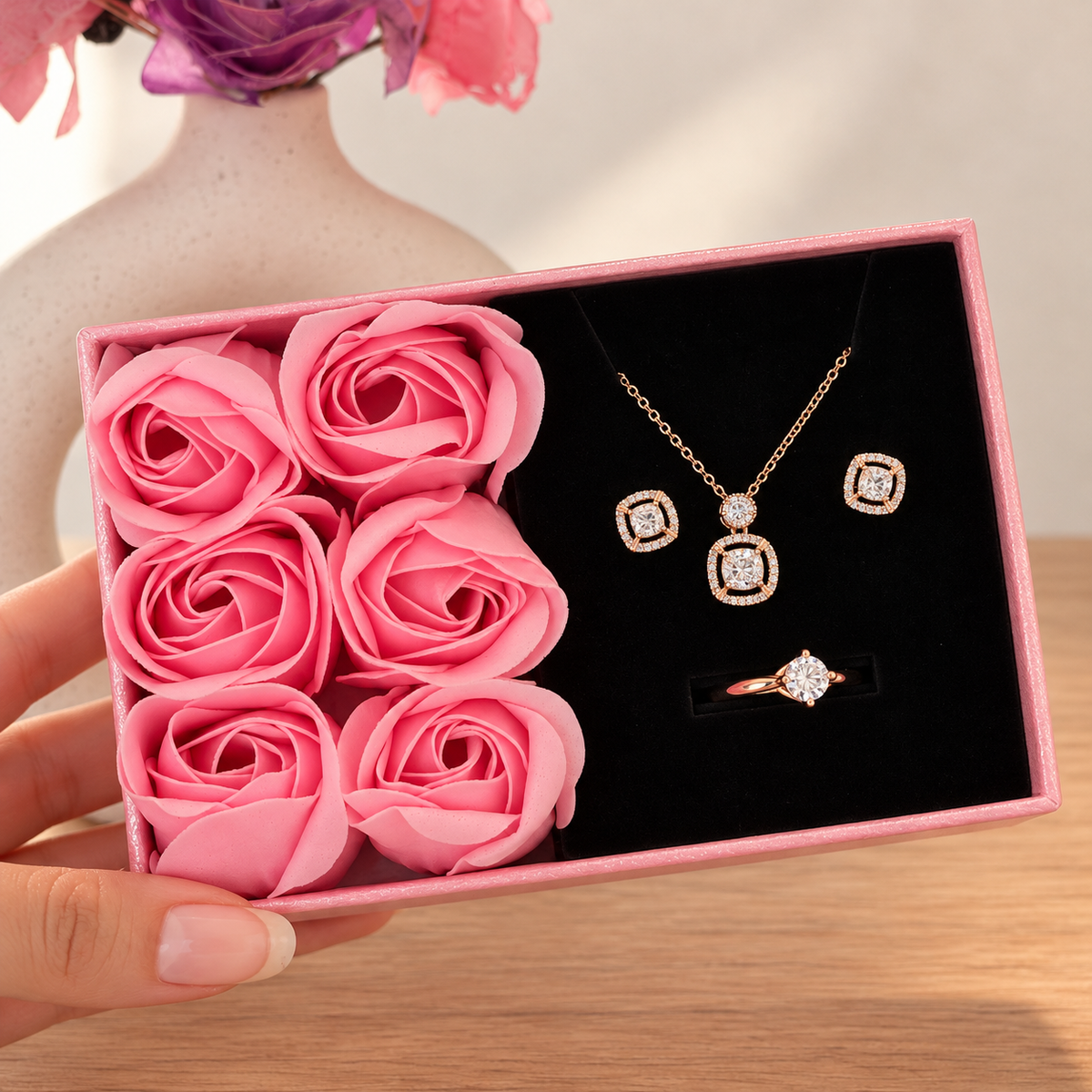 Set Premium x3 Diamond  Rose Acero