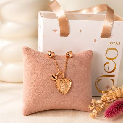 Set Corazón Virgen de Guadalupe Rose