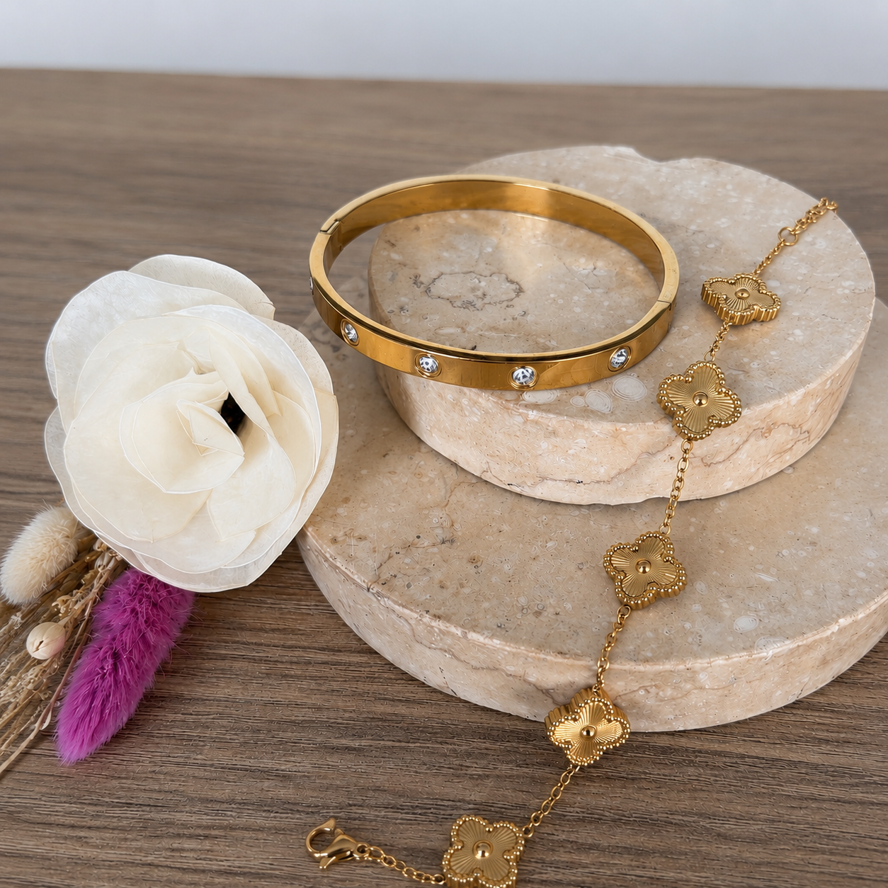 Set de Pulseras Amélie Dorado Acero