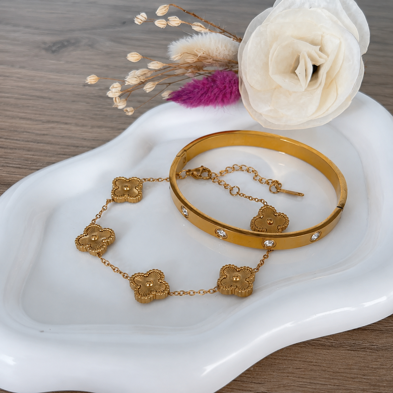 Set de Pulseras Amélie Dorado Acero