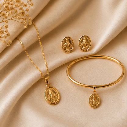 Set x3 Virgen Milagrosa  Rose Acero