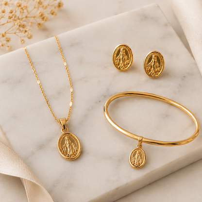 Set x3 Virgen Milagrosa  Rose Acero