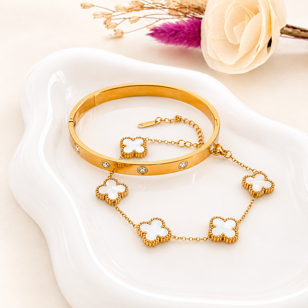 Set de Pulseras Amélie Dorado Acero