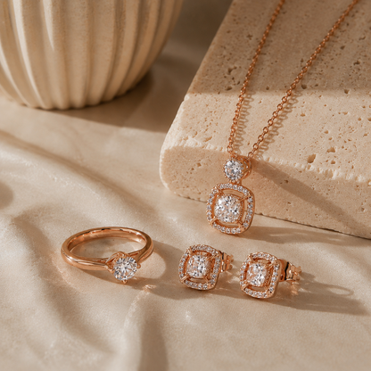 Set x3 Diamond  Rose Acero