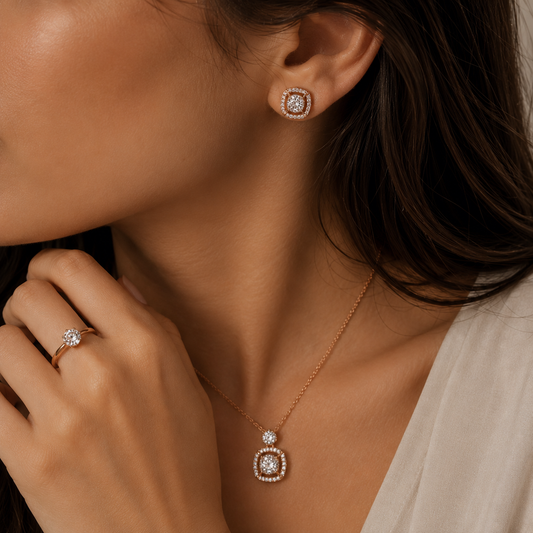Set x3 Diamond  Rose Acero