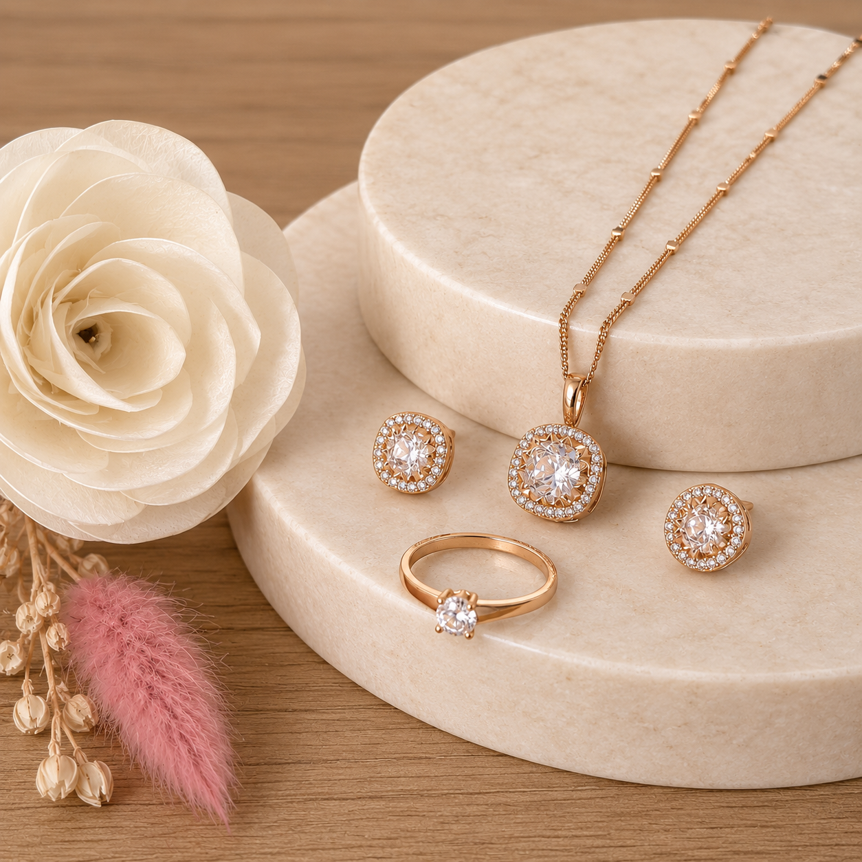 Set x3 Diamond  Rose Acero