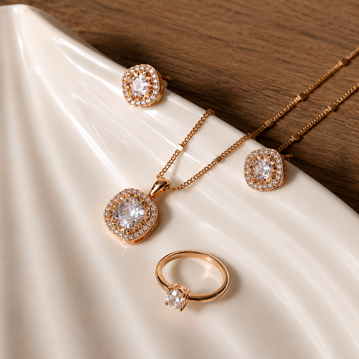 Set x3 Diamond  Rose Acero