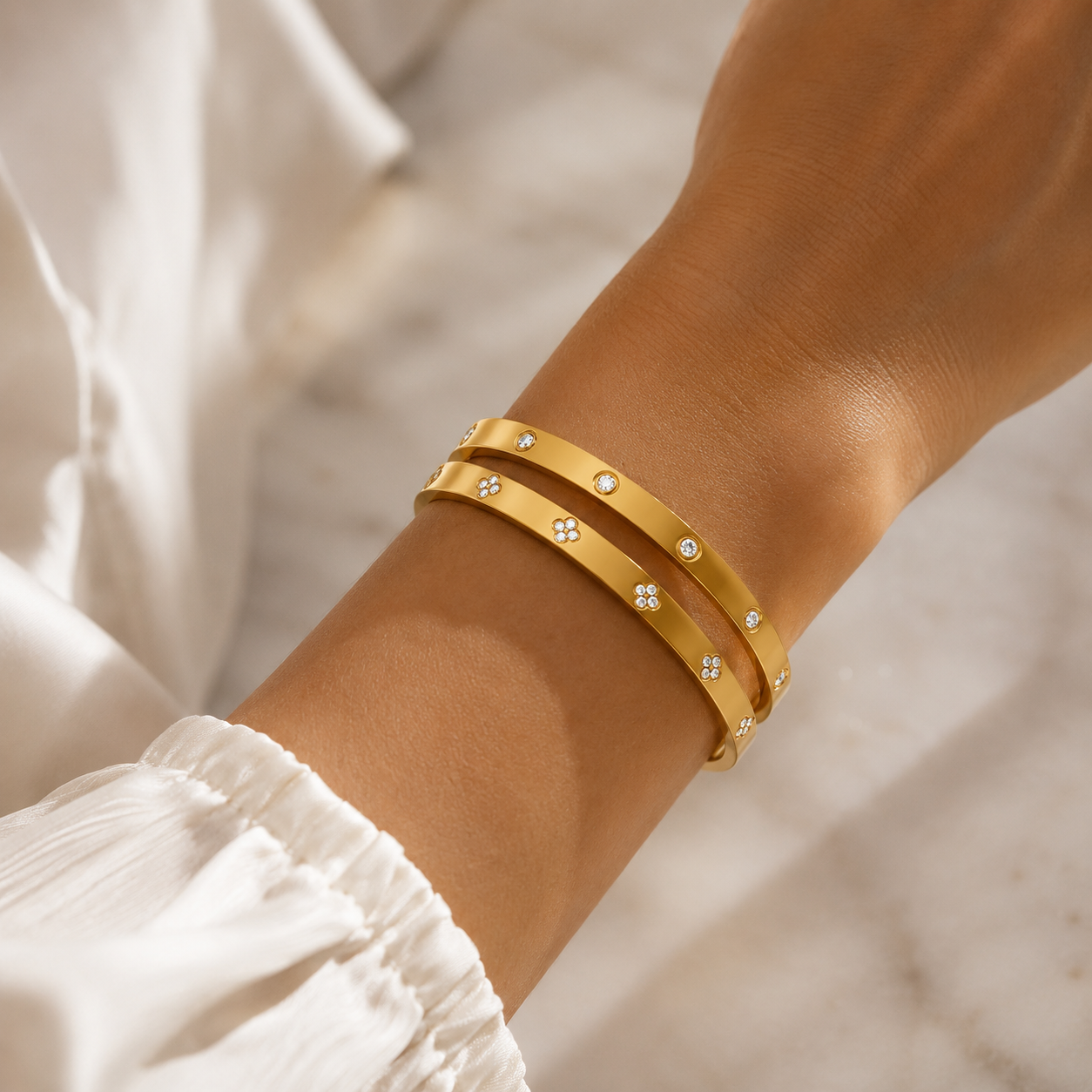 Set de Pulseras Royale Dorado Acero
