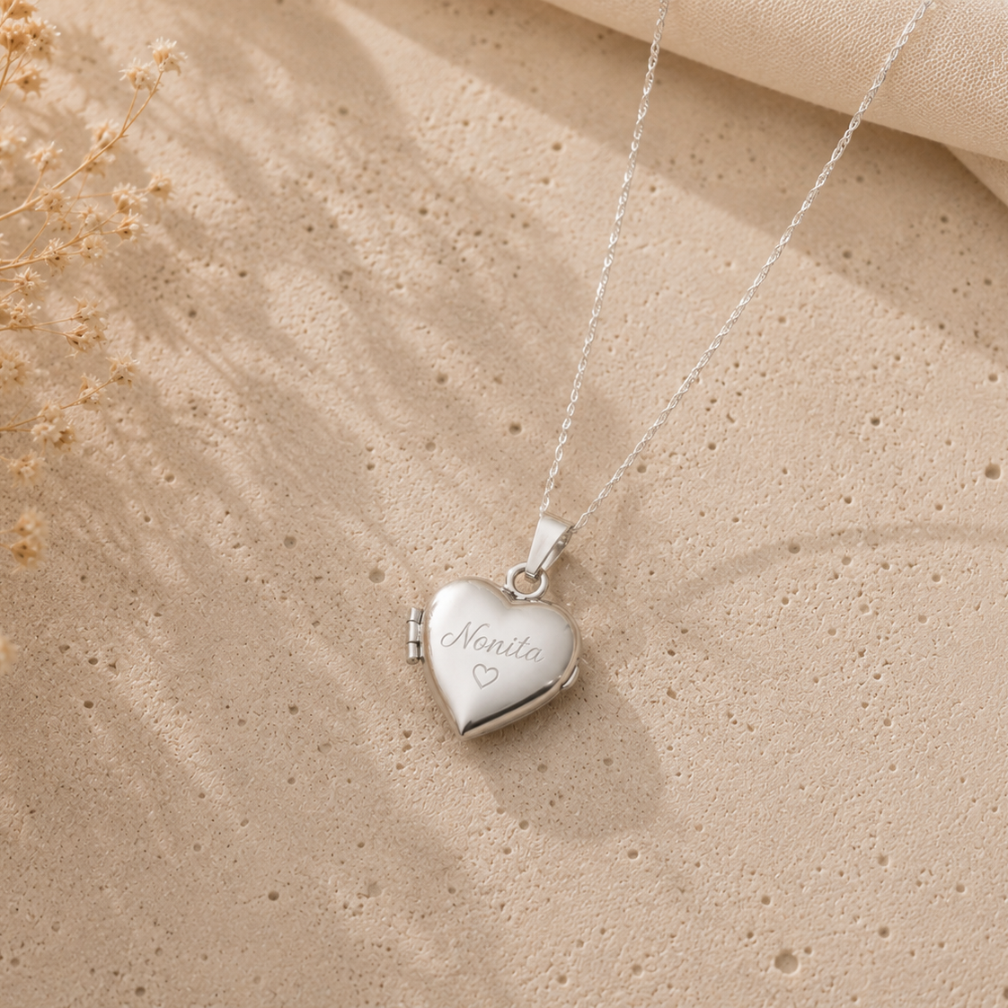 Collar Relicario Corazón Recuerdos Perfecto Plata