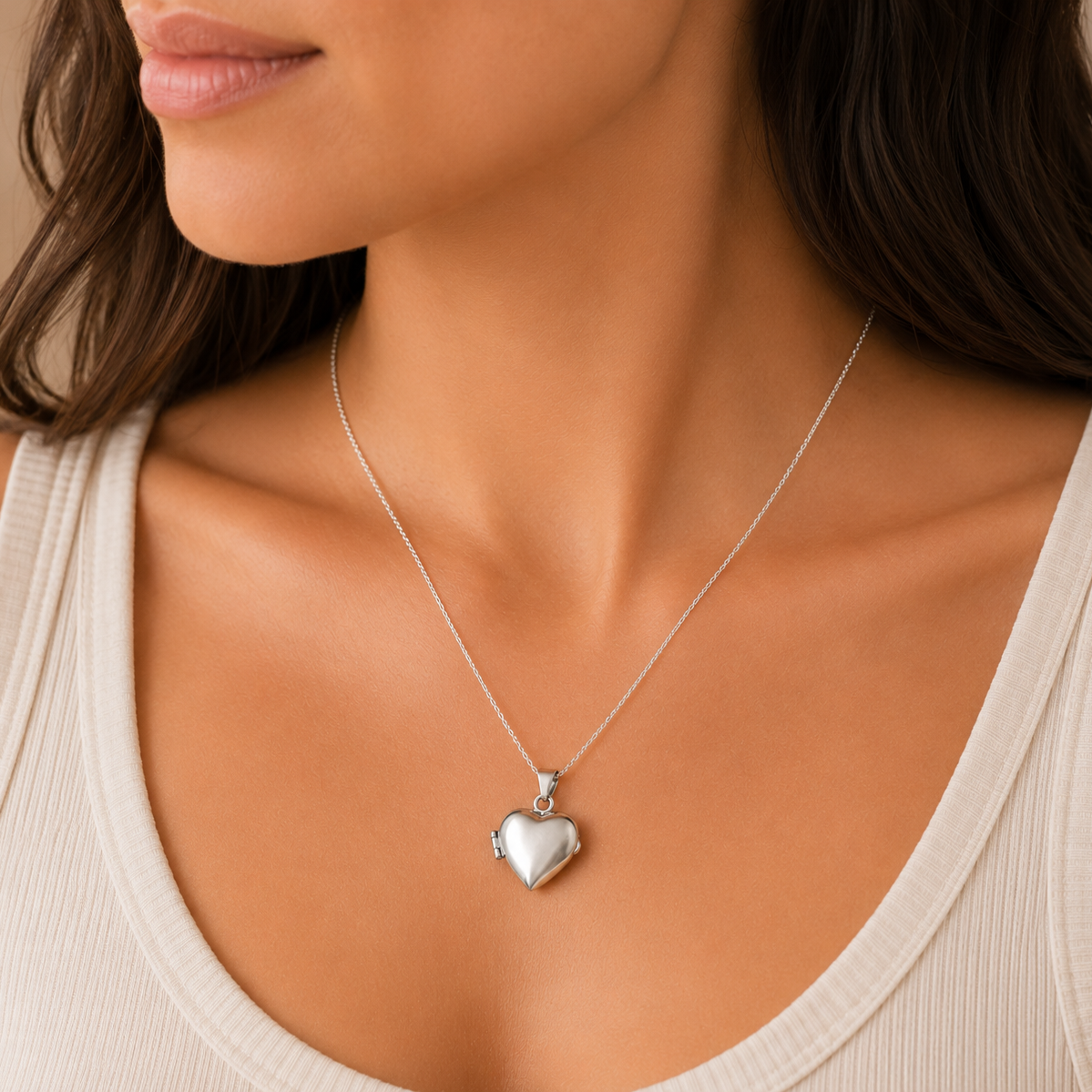 Collar Relicario Corazón Recuerdos Perfecto Plata