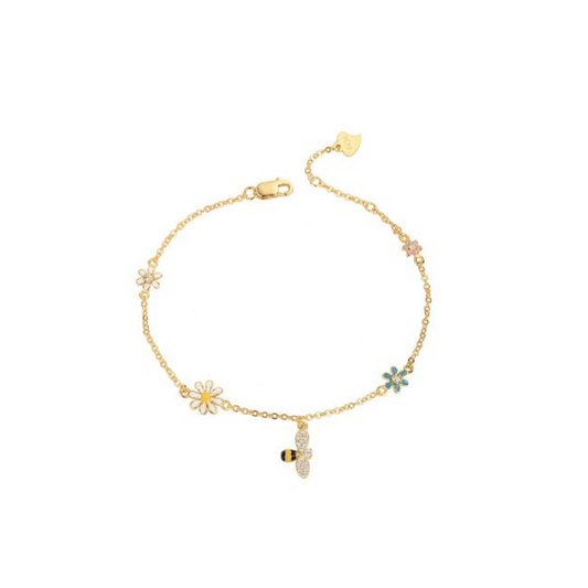 Pulsera Abejita Garden Plata Bañada en Oro