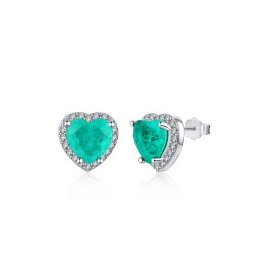 Arete Corazón Paraiba Turqueza Plata