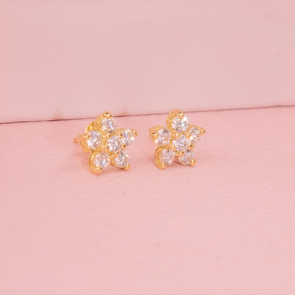 Arete Flor Roseta Oro 18K