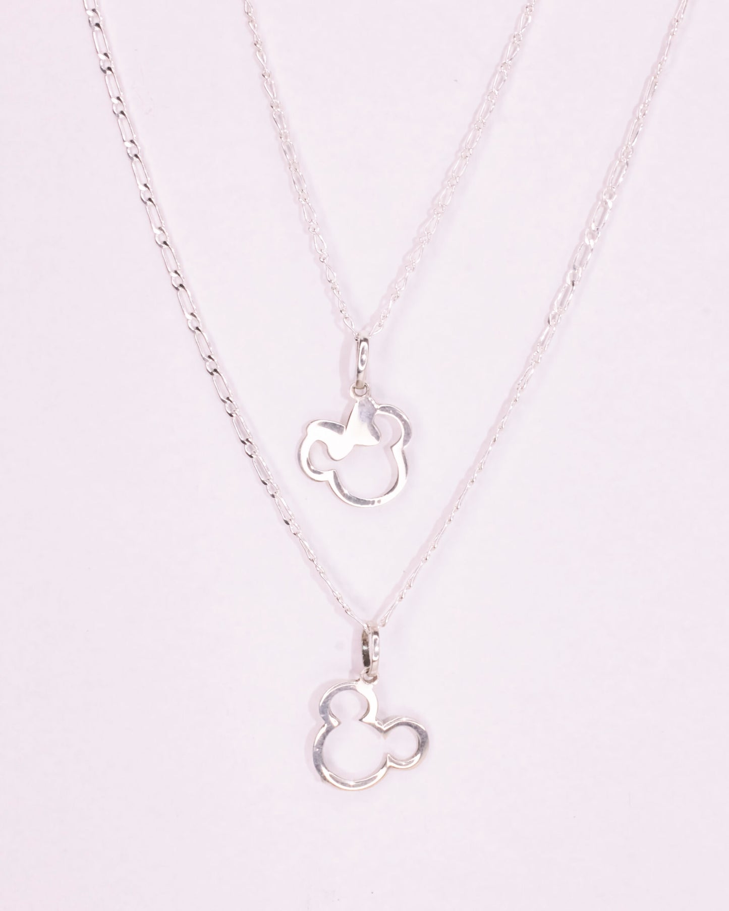 Set Collares Minnie Mickey Plata