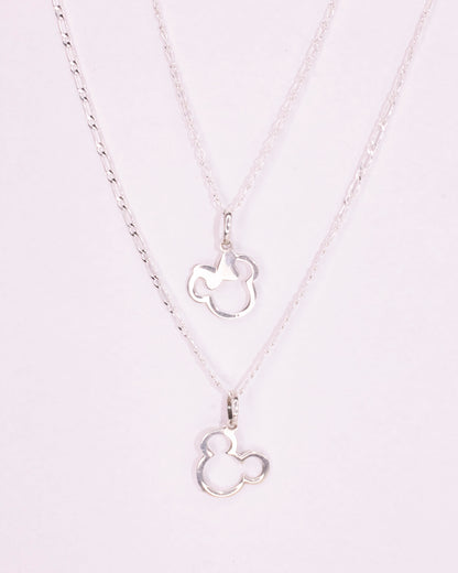 Set Collares Minnie Mickey Plata