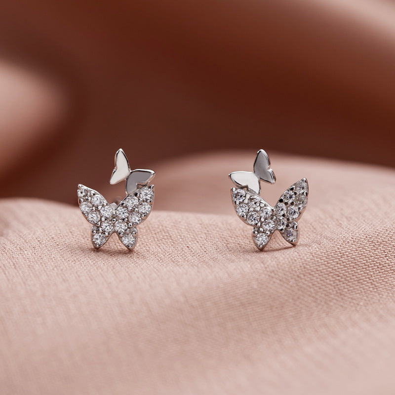 Arete Dasy Doble Mariposa Plata