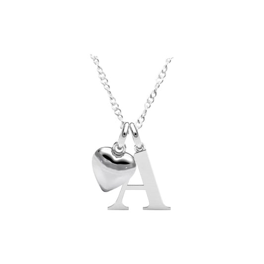 Collar Inicial Plata con Corazón