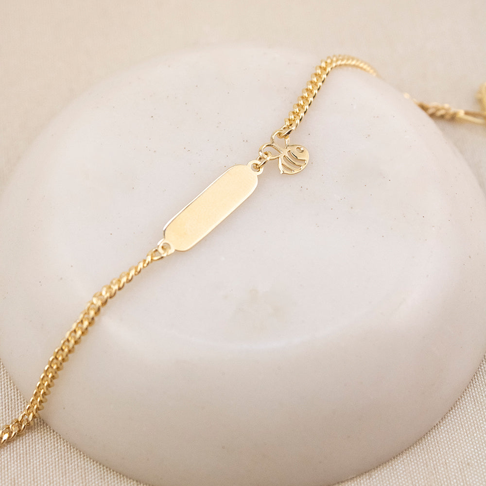Pulsera para niños Abejita Plata Bañada en Oro