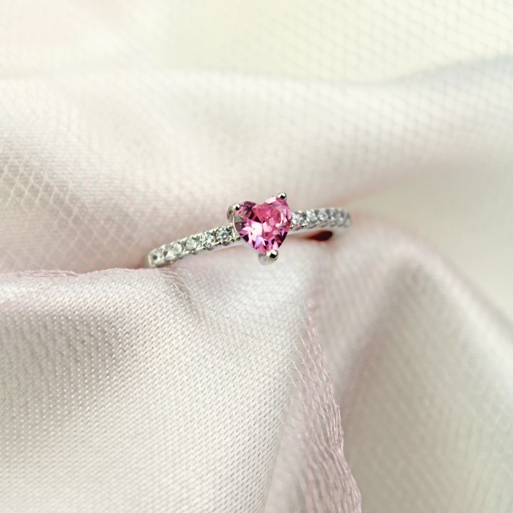 Anillo Lovely Pink Promesa Plata