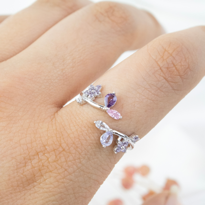 Anillo Lavanda Regulable Plata