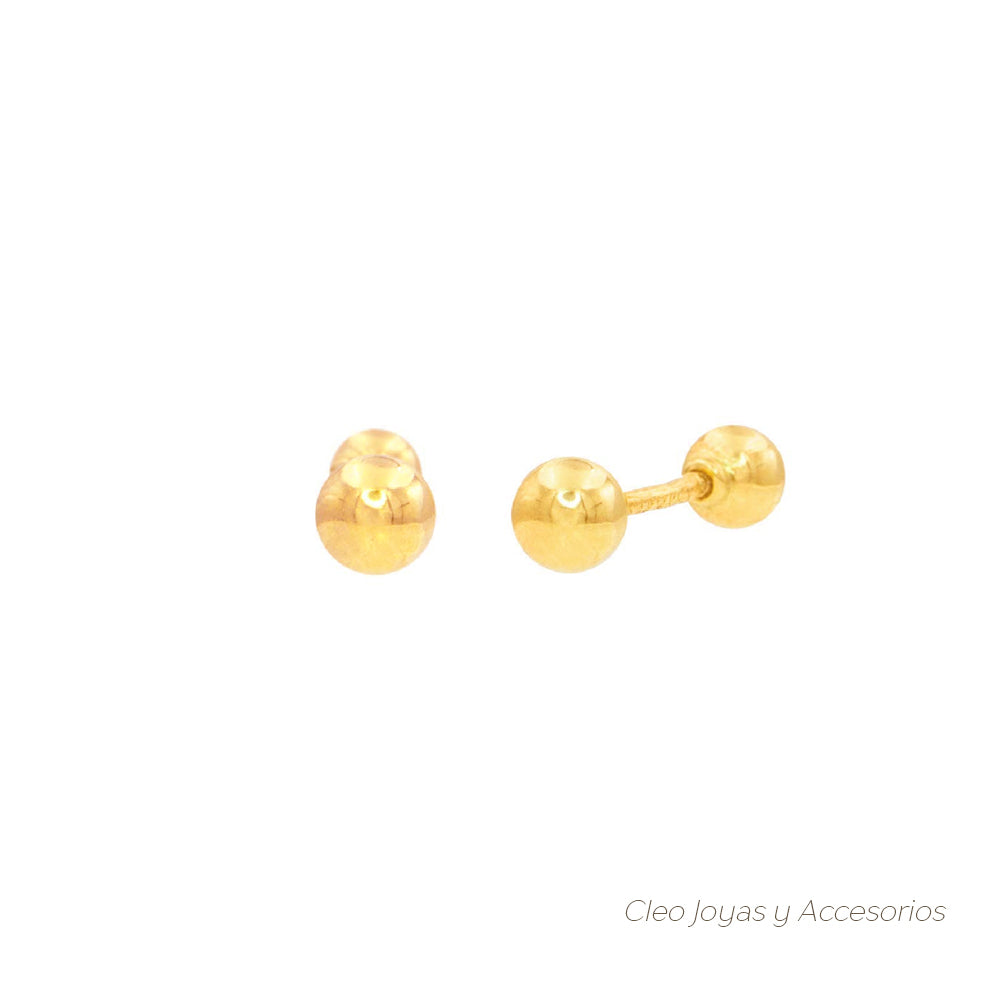 Arete Abridor Bola Bombita Oro 18k