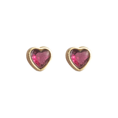 Aretes Corazón Rubi Dorado Acero