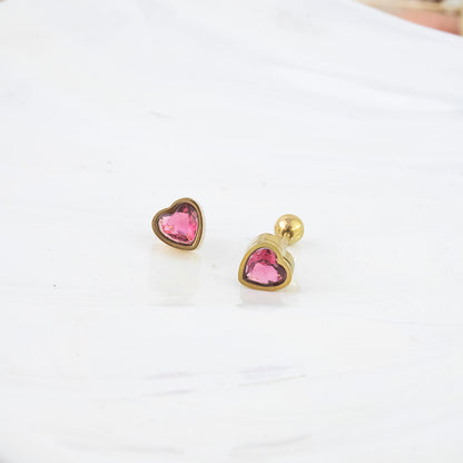 Aretes Corazón Rubi Dorado Acero