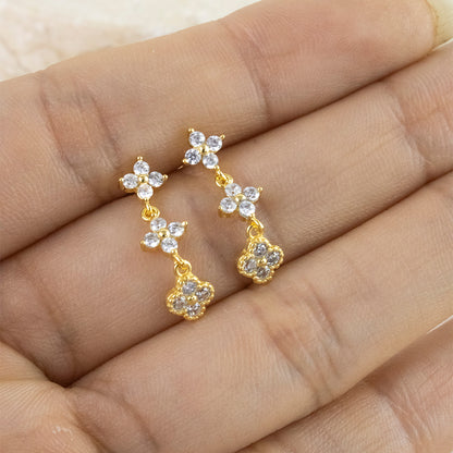 Aretes Largos 3 Tréboles Plata