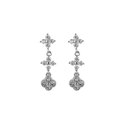 Aretes Largos 3 Tréboles Plata