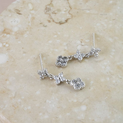 Aretes Largos 3 Tréboles Plata