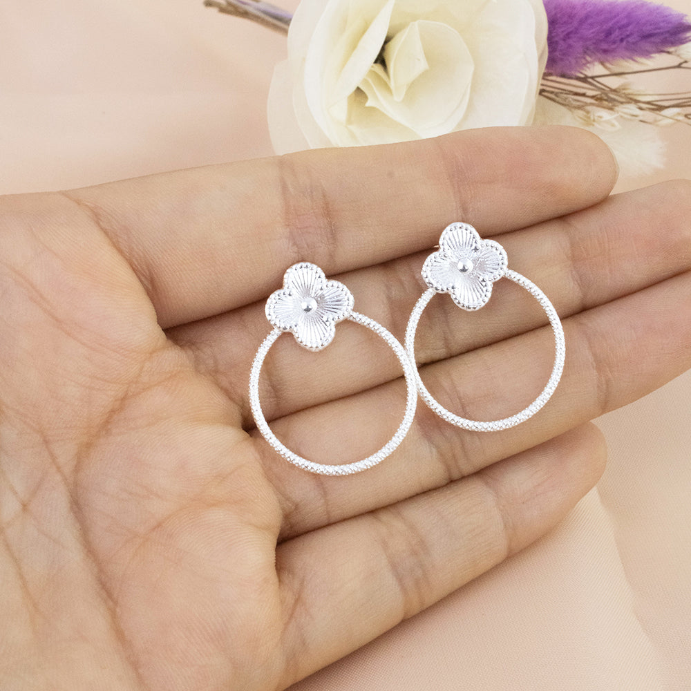 Arete Doble Trébol  Plata