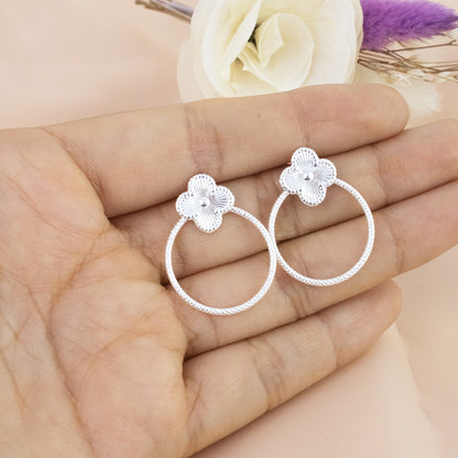 Arete Doble Trébol  Plata