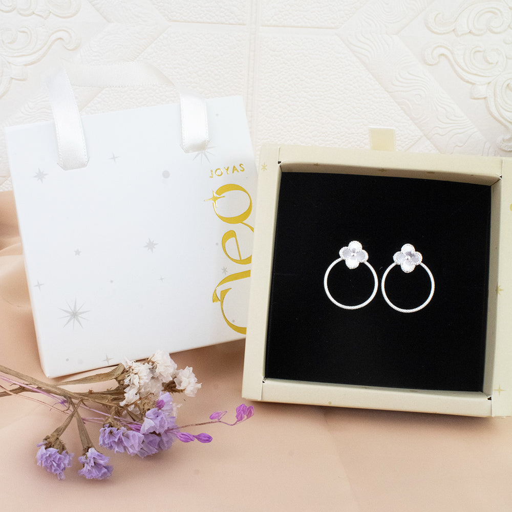 Arete Doble Trébol  Plata
