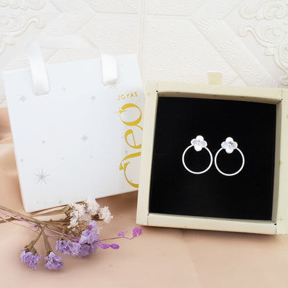 Arete Doble Trébol  Plata