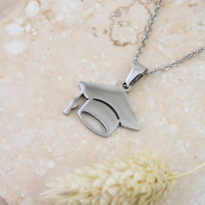 Collar Birrete Grande Plateado Acero