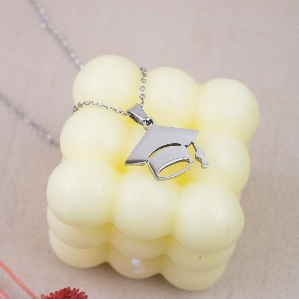 Collar Birrete Grande Plateado Acero